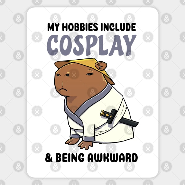 My hobbies include Cosplay and being awkward Capybara Samurai Sticker by capydays